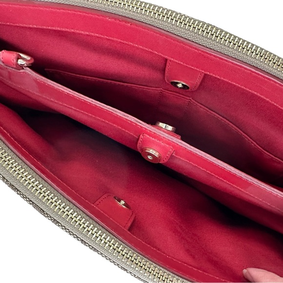 Coach Christie Carryall Double Zip Logo Bag Red Tan - Picture 10 of 16